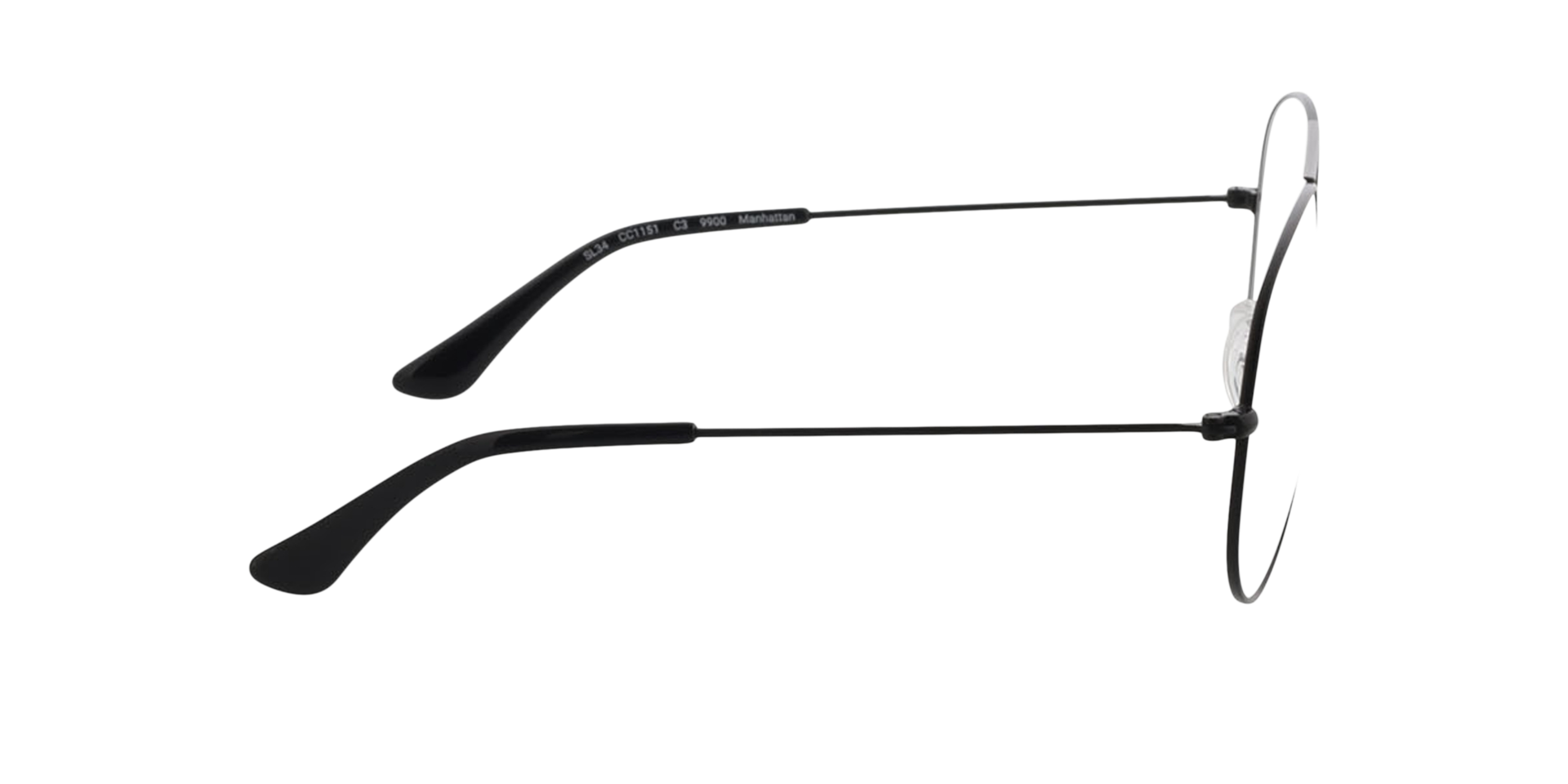 Manhattan Zwart MetaalEyeglass Frames van B24, Zijaanzicht