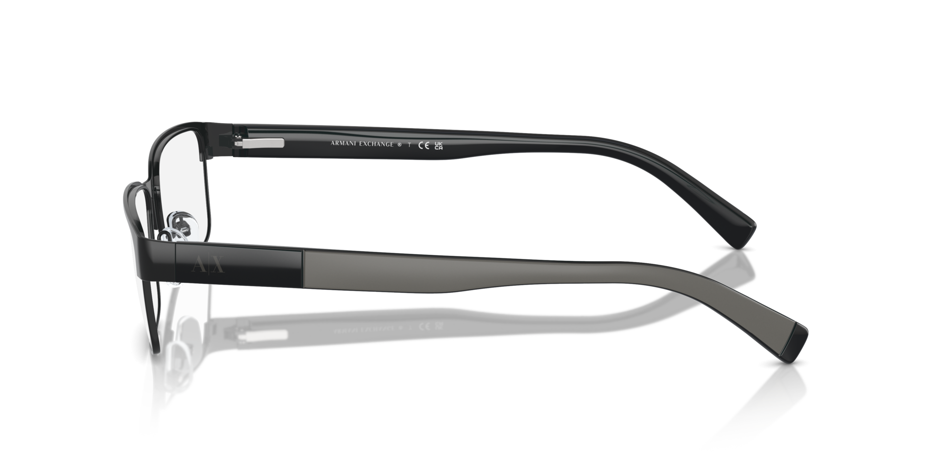 AX1017 Schwarz glänzend MetallEyeglass Frames von B24, Seitenansicht