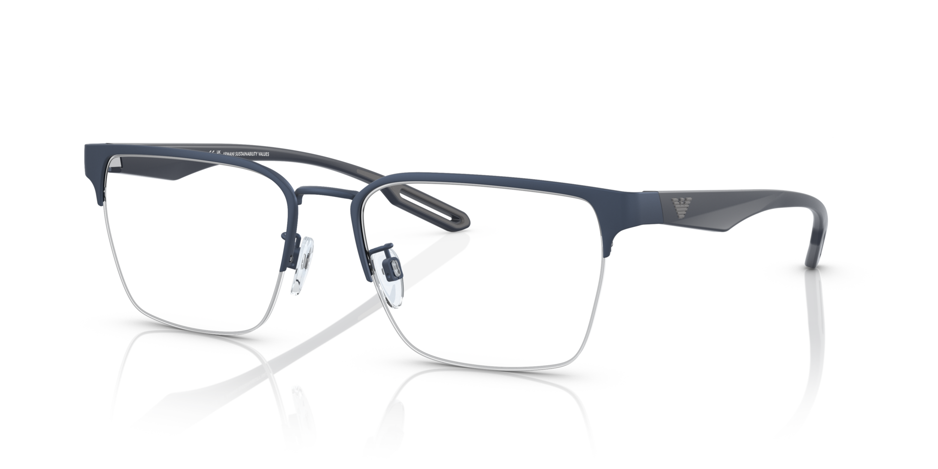 EA1137 Matblauw MetaalEyeglass Frames van B24, Hoekweergave