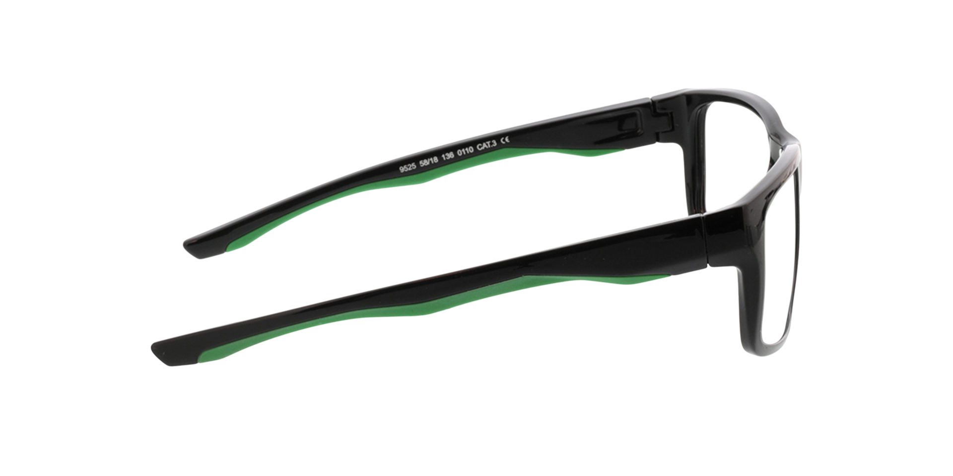 Beat Zwart & Groen KunststofEyeglass Frames van B24, Zijaanzicht