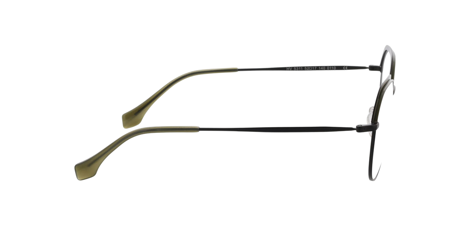 Ibiza Matzwart  &  kaki MetaalEyeglass Frames van B24, Zijaanzicht