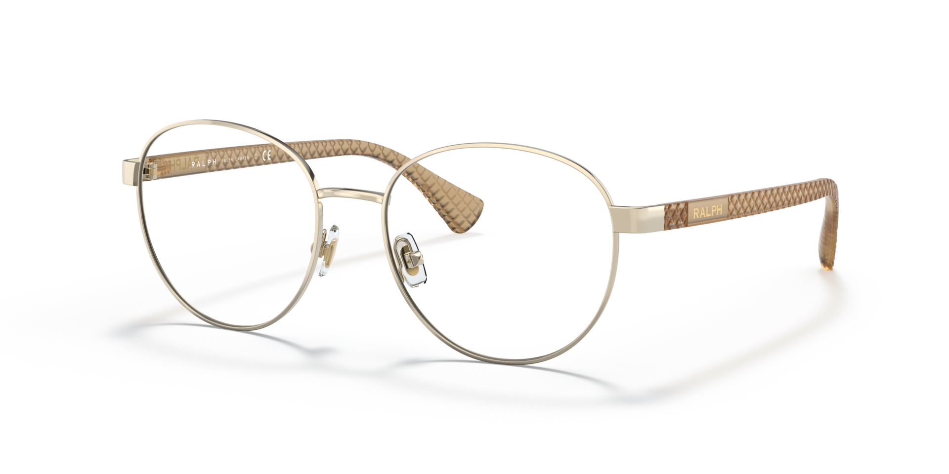 RA6050 Glänzendes Hellgold MetallEyeglass Frames von B24, Dreiviertelansicht