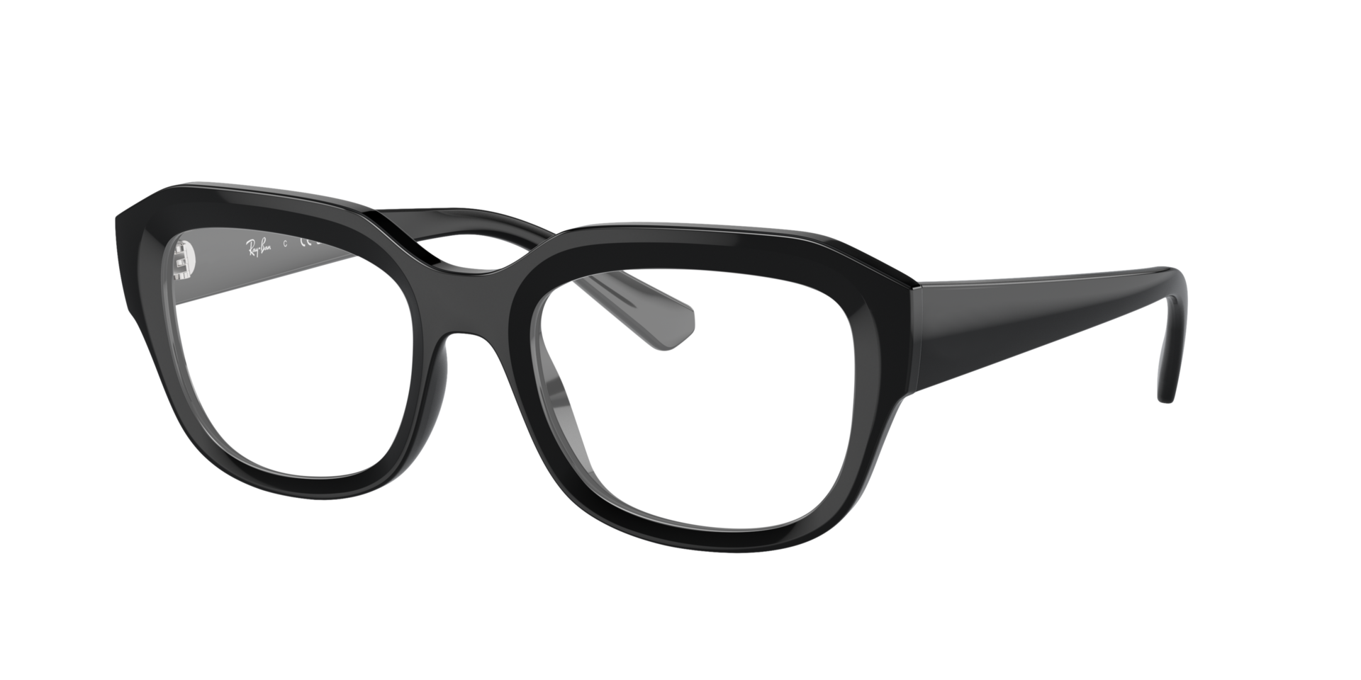 RB7225 Zwart KunststofEyeglass Frames van B24, Hoekweergave