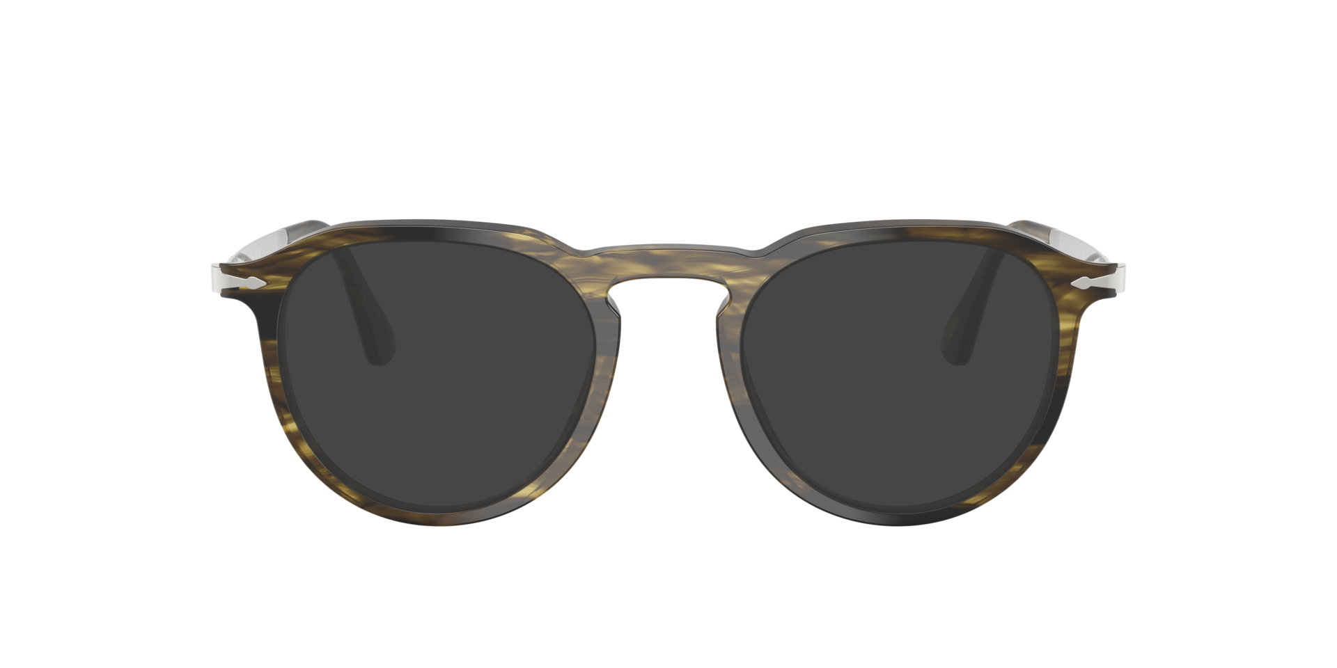 PO3387V Striped Black & Olive Green AcetatEyeglass Frames von B24, mit getönten Gläsern