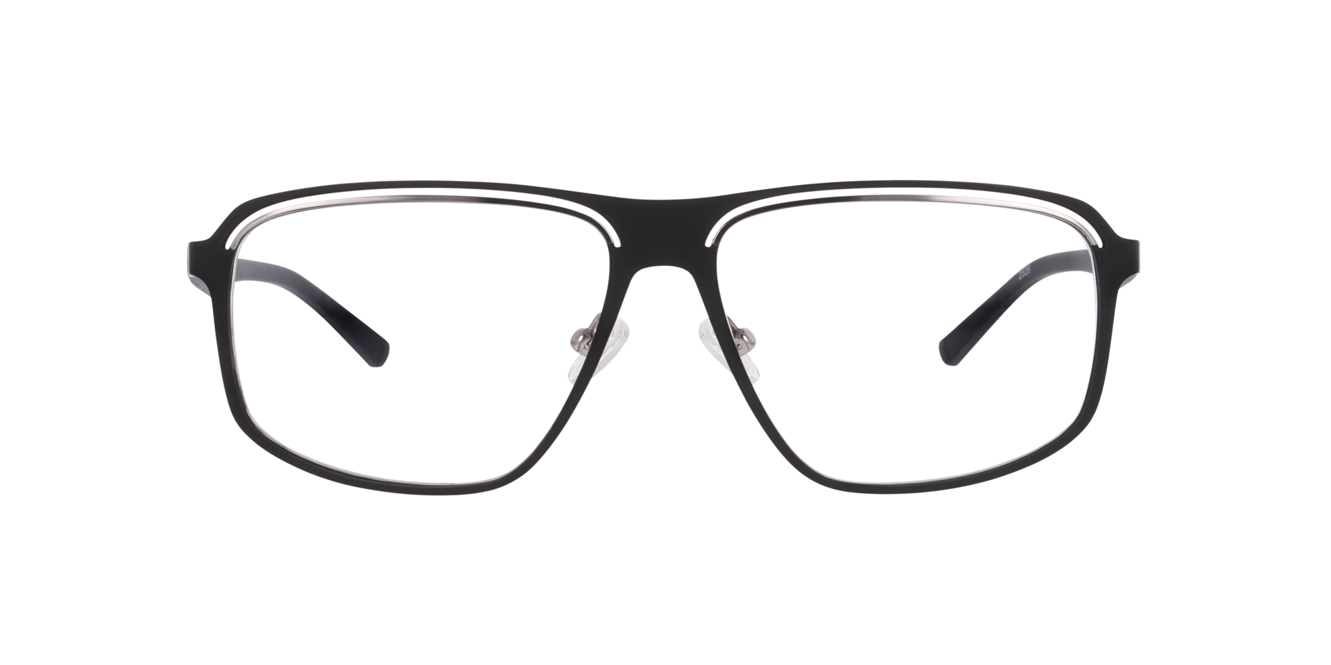 Oslo Silver & Black MetallEyeglass Frames von B24, Vorderansicht