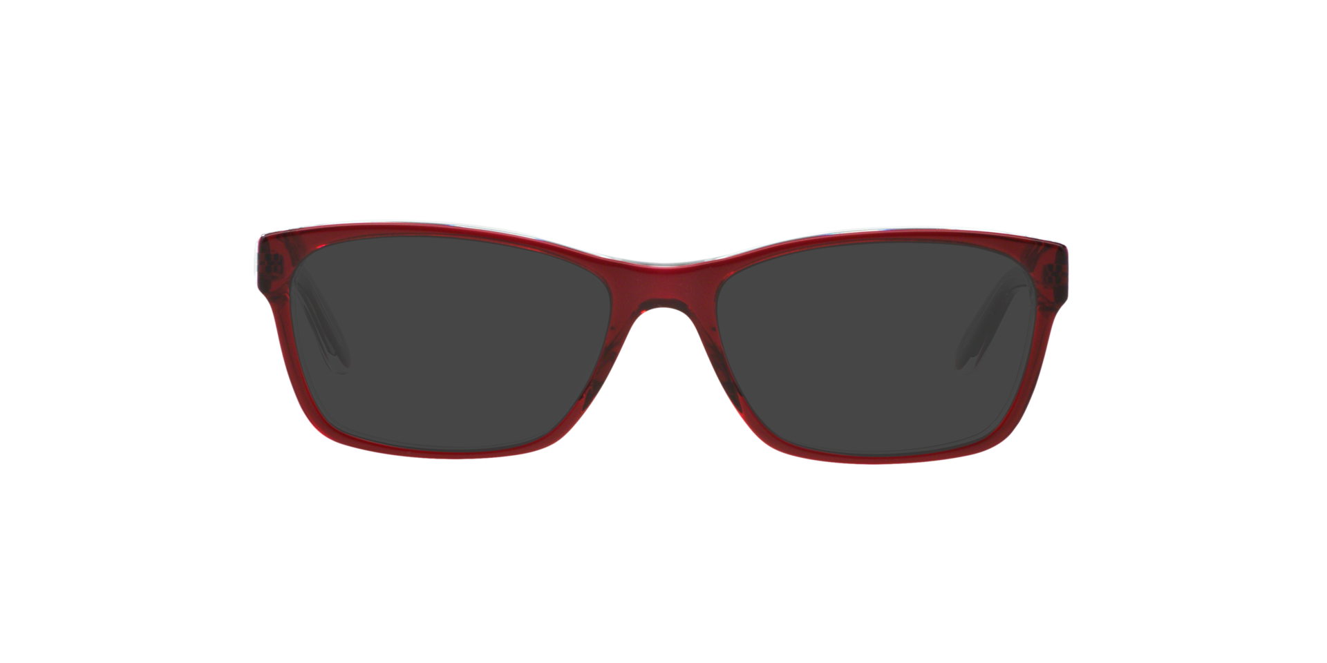 RA7039 Shiny Transparent Red On Crystal AcetaatEyeglass Frames van B24, met getinte lenzen