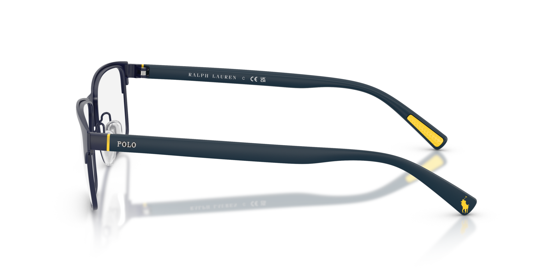 PH1243 Semishiny Navy Blue MetaalEyeglass Frames van B24, Zijaanzicht