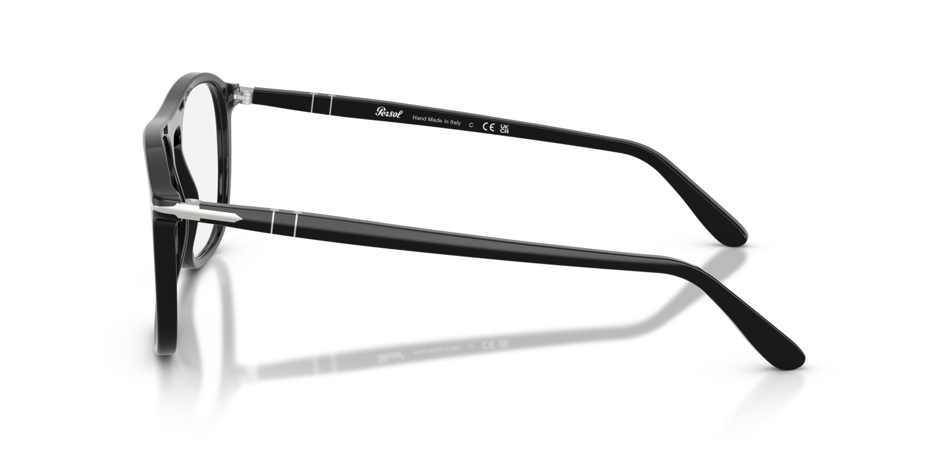 PO3392V Schwarz AcetatEyeglass Frames von B24, Seitenansicht
