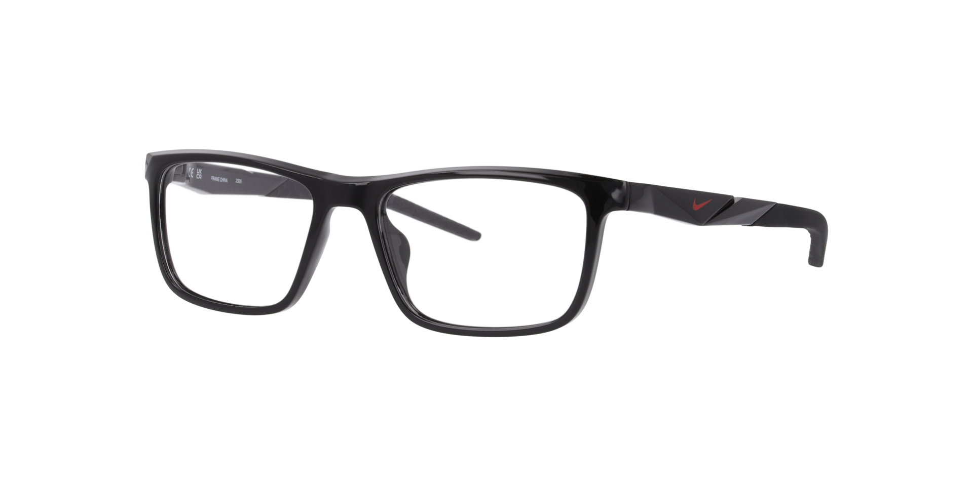 NIKE 7057 Zwart KunststofEyeglass Frames van B24, Hoekweergave