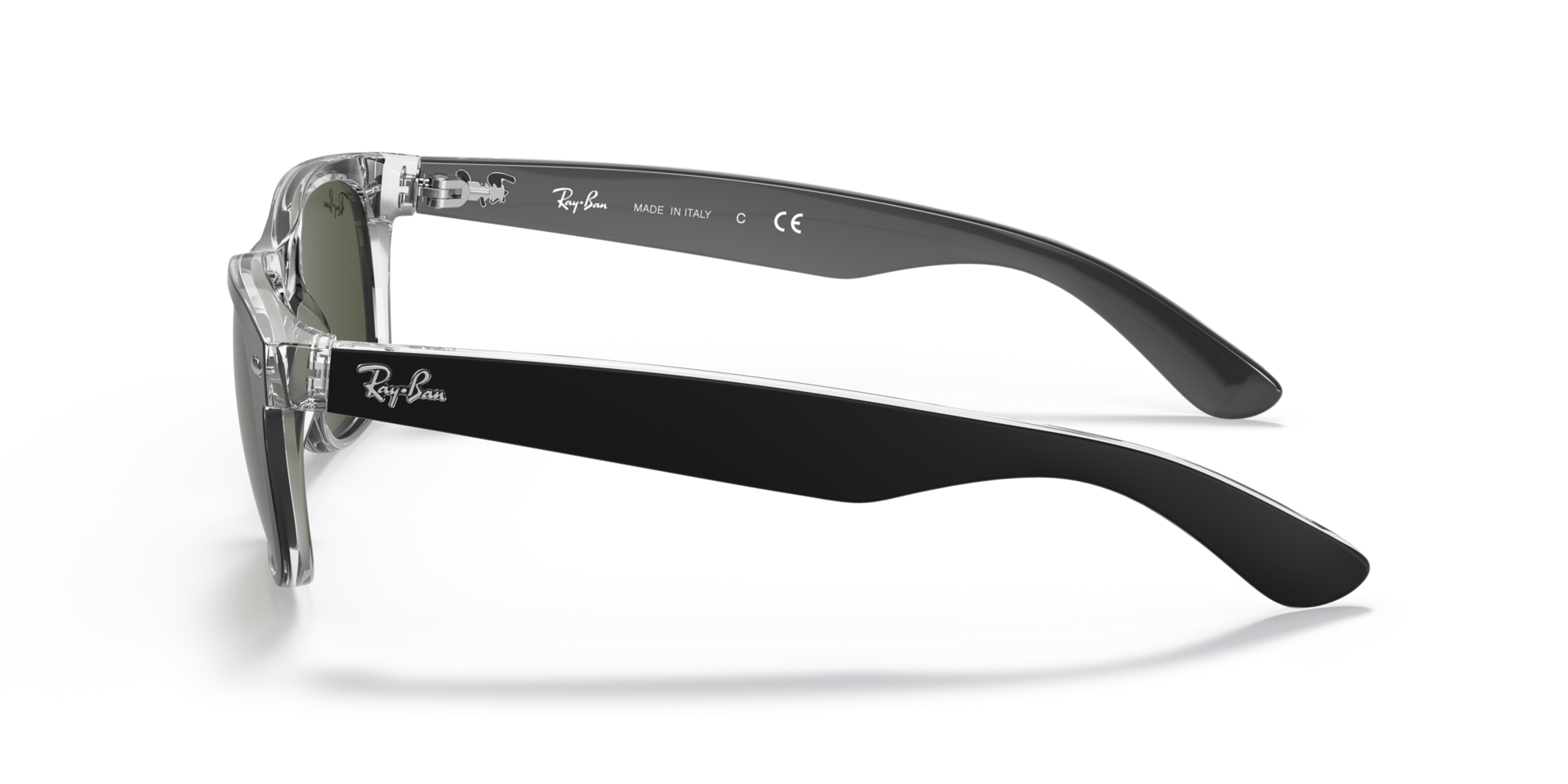 RB2132 Zwart op transparant KunststofSunglass Frames van B24, Zijaanzicht