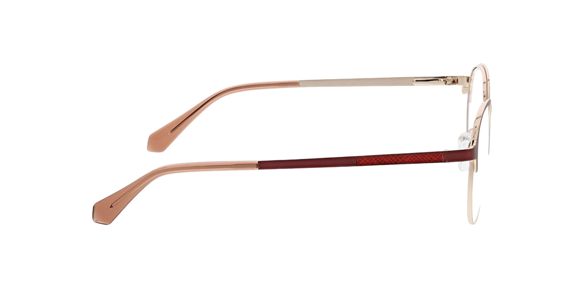 Neapel Matt Burgundy  &  Gold  &  Pink MetallEyeglass Frames von B24, Seitenansicht