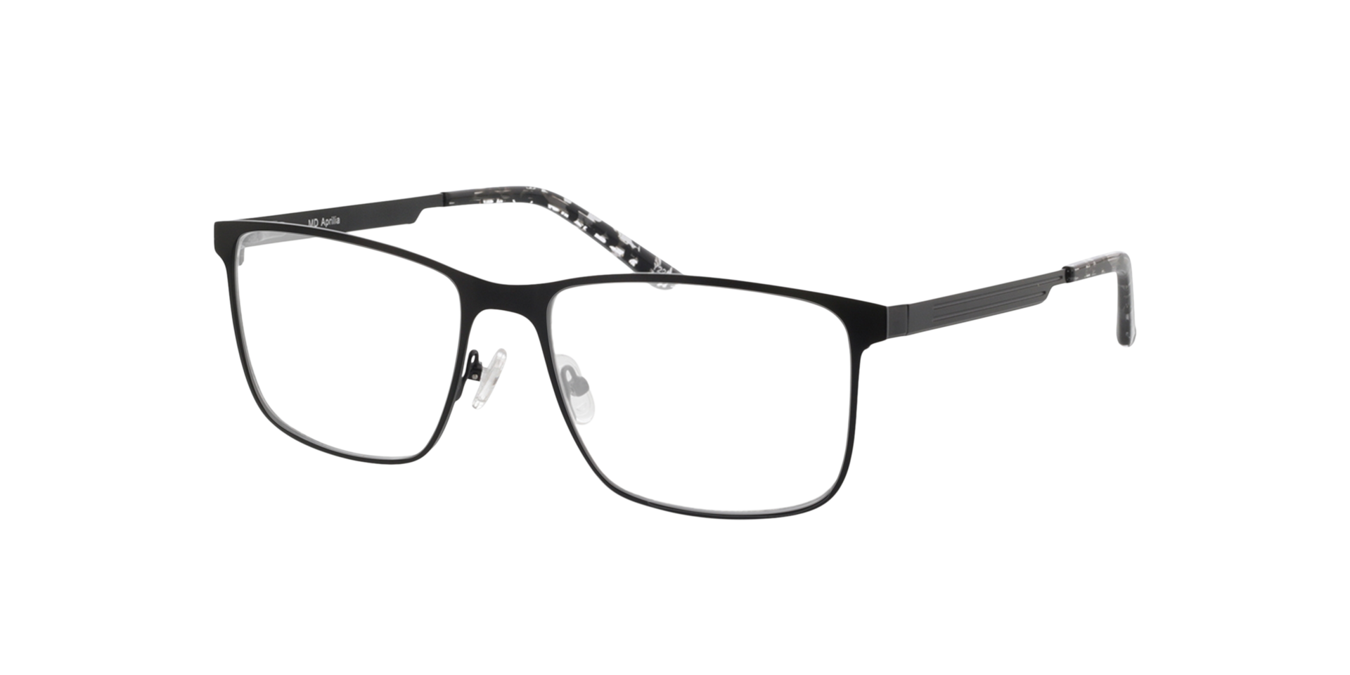 Aprilia Mattschwarz MetallEyeglass Frames von B24, Dreiviertelansicht