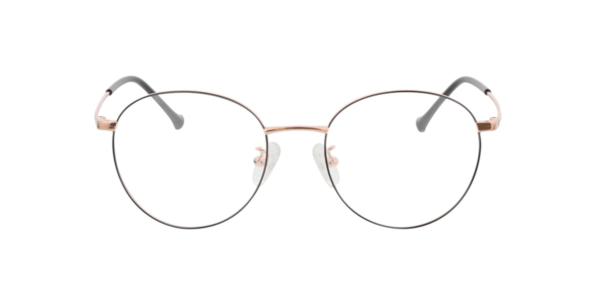 Charlottenburg Black  &  Pink Gold MetallEyeglass Frames von B24, Vorderansicht