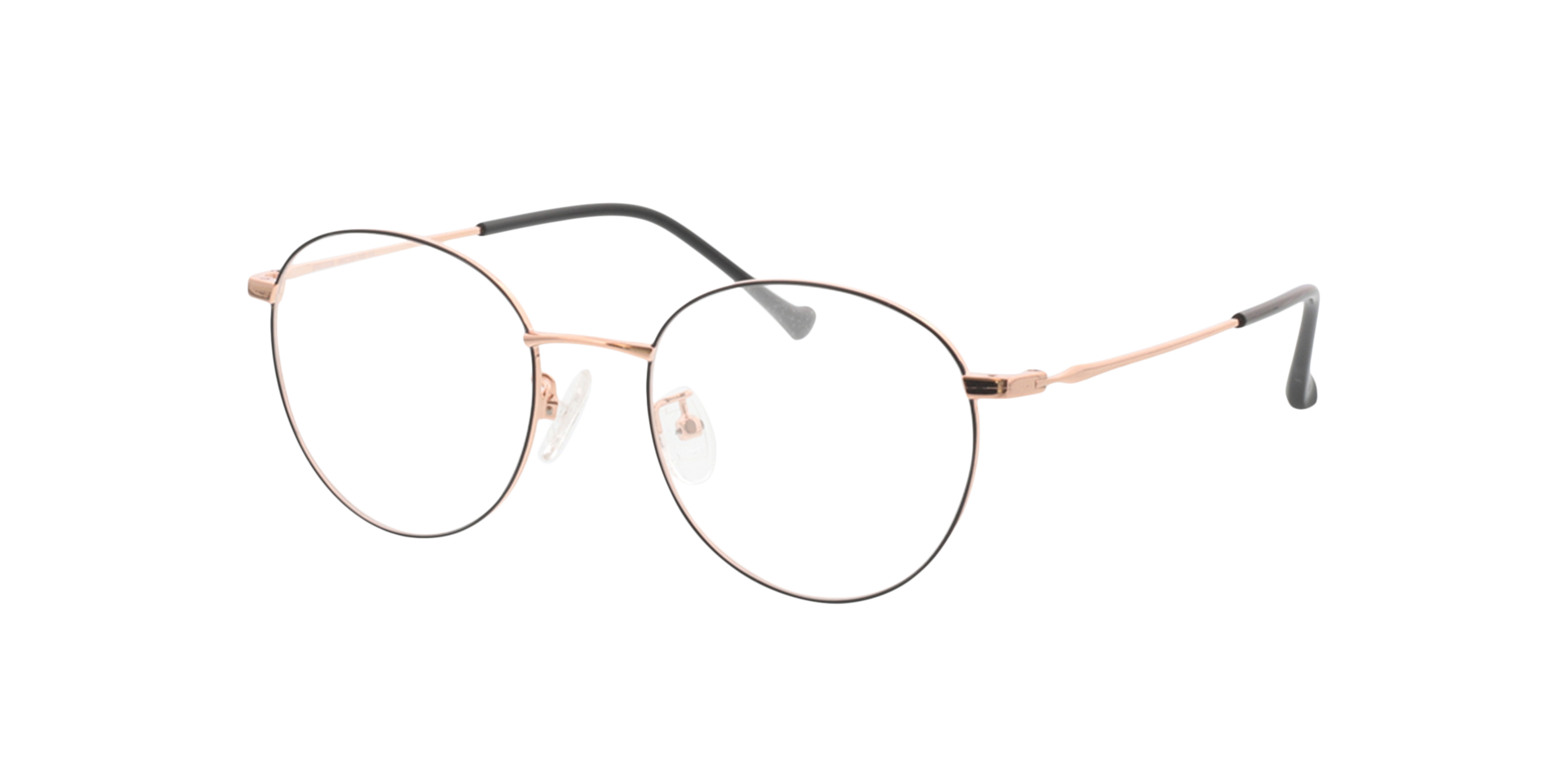 Charlottenburg Black  &  Pink Gold MetallEyeglass Frames von B24, Dreiviertelansicht