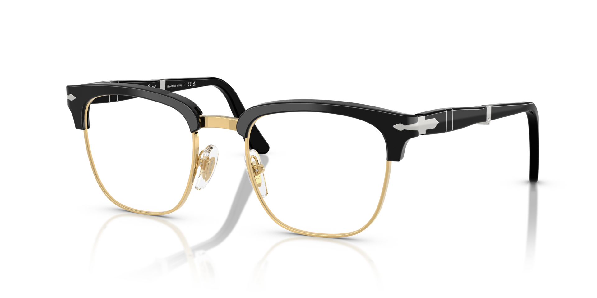 PO3375V Zwart AcetaatEyeglass Frames van B24, Hoekweergave