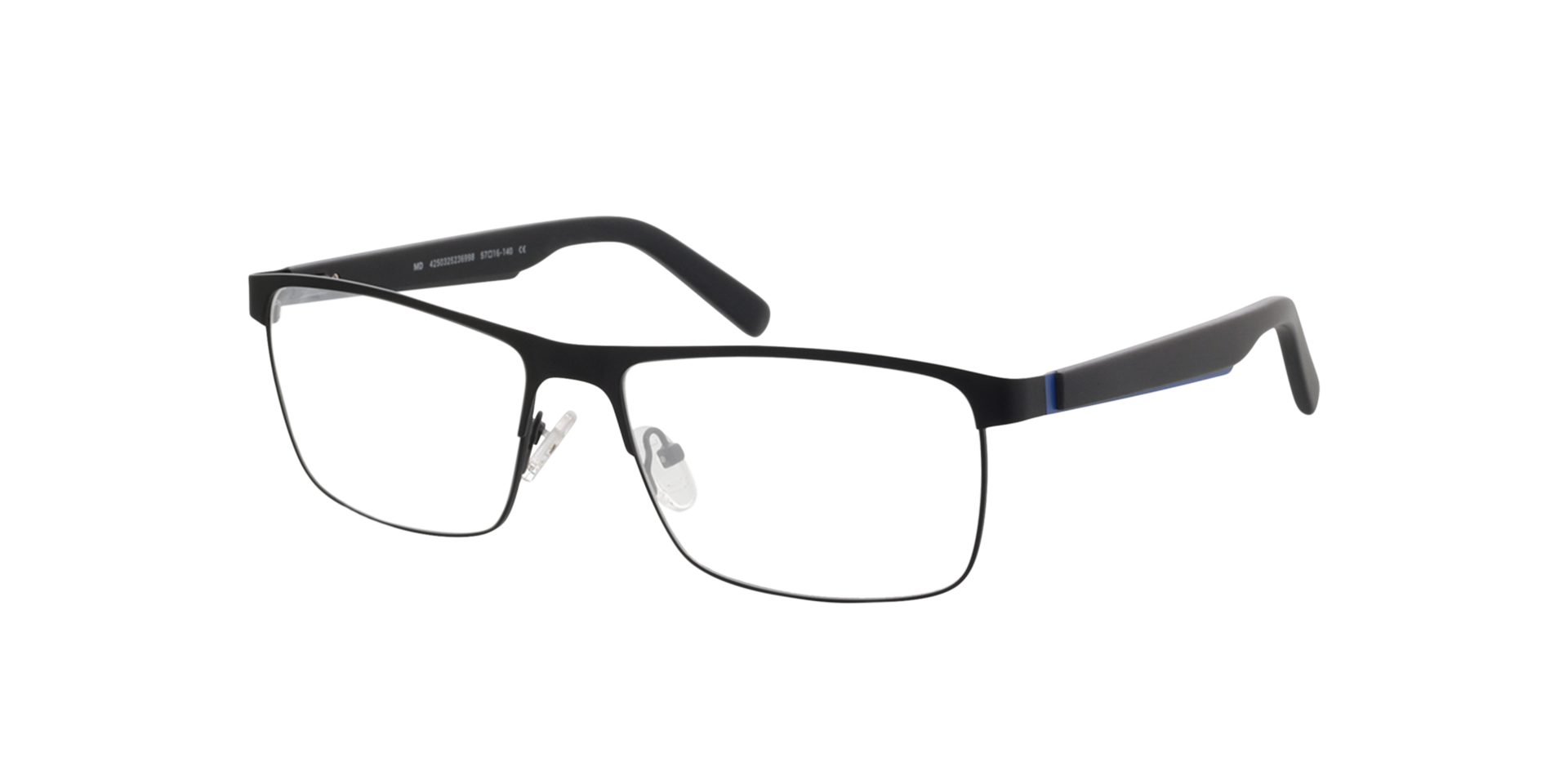 Aalborg Zwart & blauw MetaalEyeglass Frames van B24, Hoekweergave
