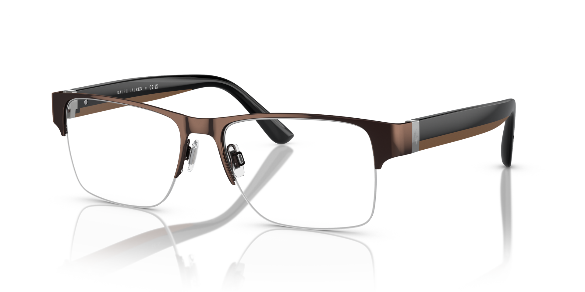 PH1220 Dunkelbraun glänzend MetallEyeglass Frames von B24, Dreiviertelansicht