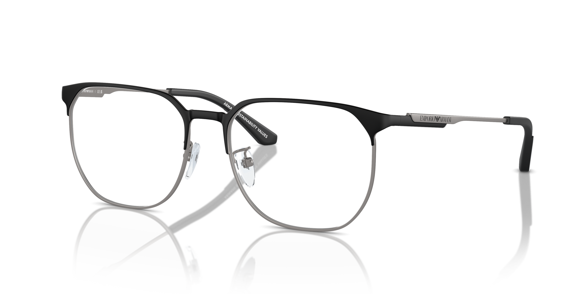 EA1158D Matte Black & Gunmetal MetaalEyeglass Frames van B24, Hoekweergave