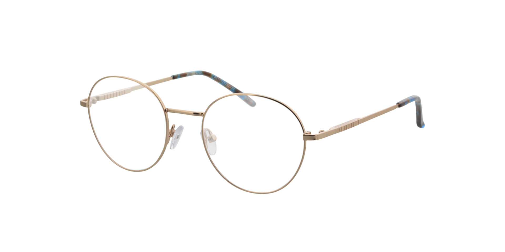Carter Satin Gold  &  Blue Havana MetallEyeglass Frames von B24, Dreiviertelansicht