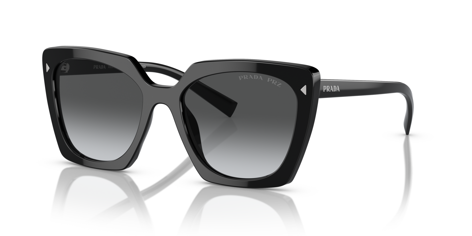 PR 23ZS Zwart AcetaatSunglass Frames van B24, Hoekweergave