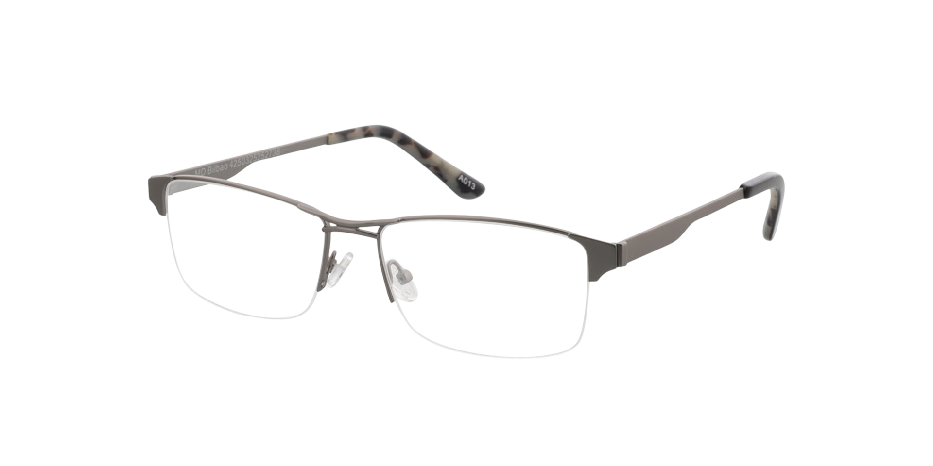 Bilbao Silver  &  Black  &  Grey Havana MetallEyeglass Frames von B24, Dreiviertelansicht