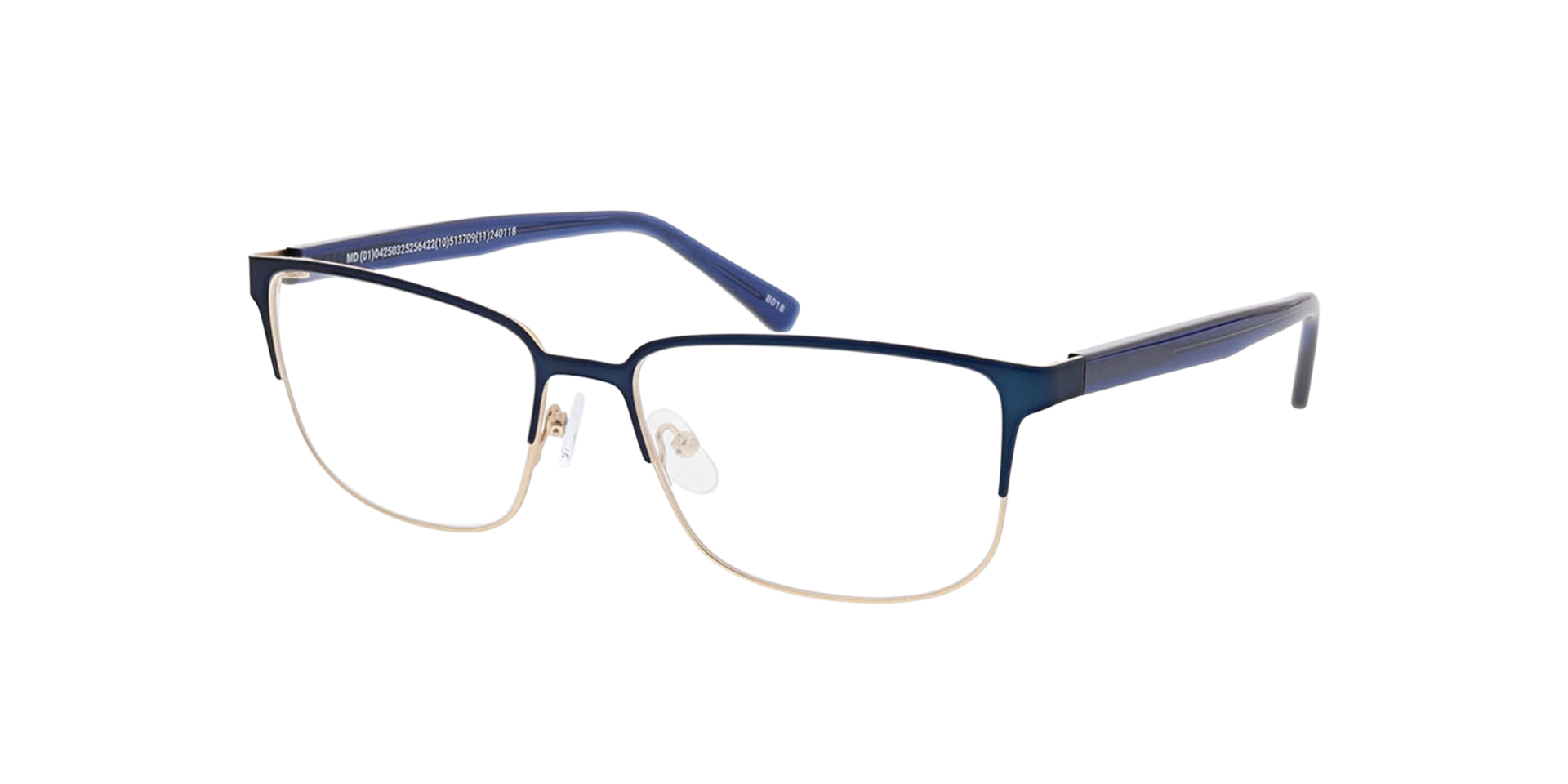 Nashville Dark Blue  &  Gold MetallEyeglass Frames von B24, Dreiviertelansicht