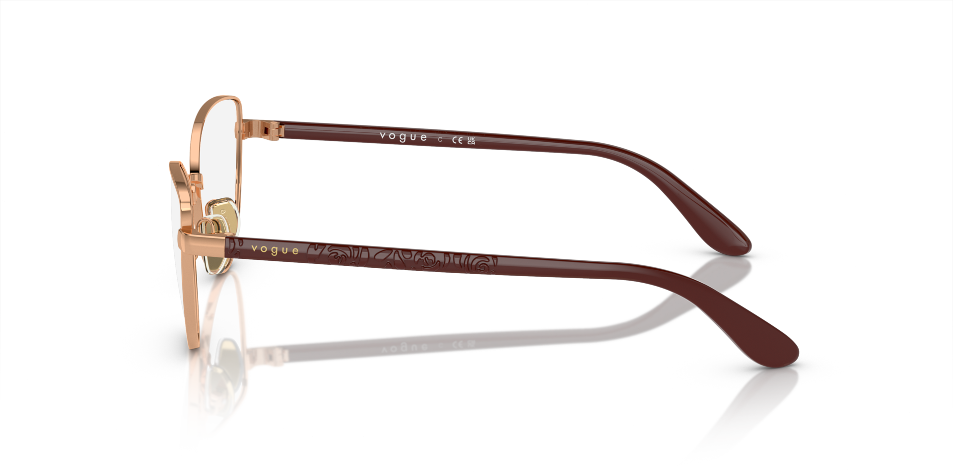 VO4285 Rotgold MetallEyeglass Frames von B24, Seitenansicht