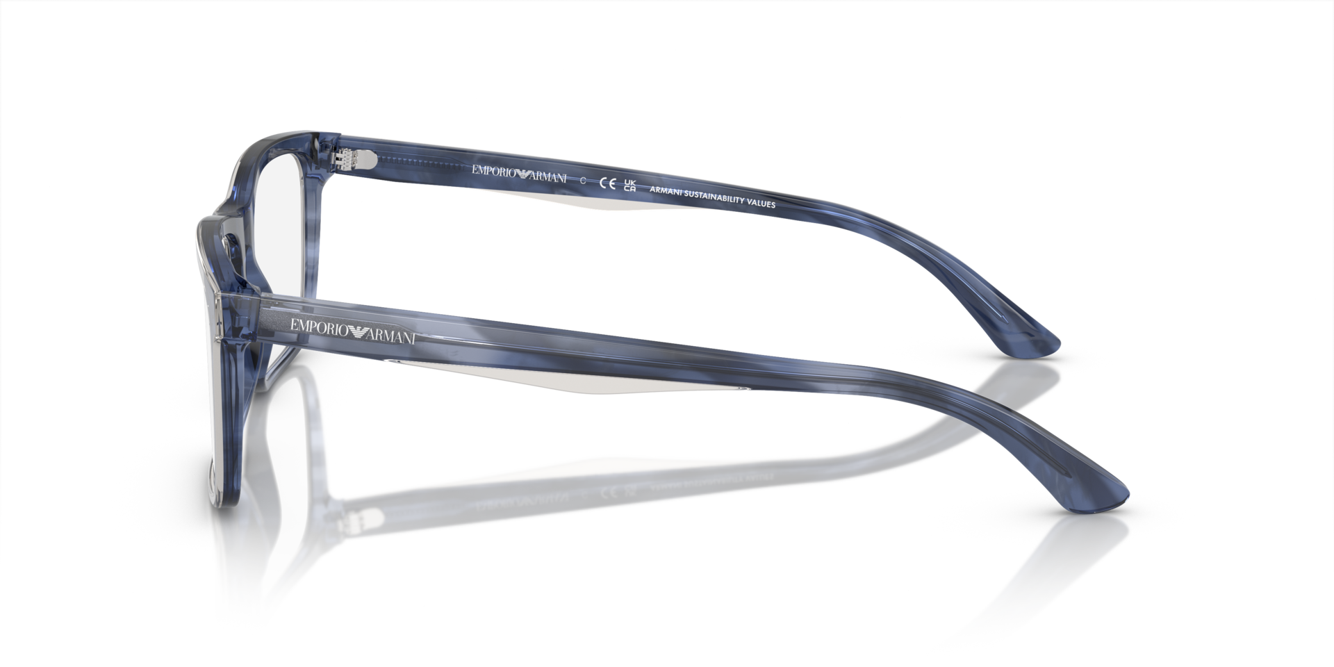 EA3227 Shiny Blue & Top Smoke AcetatEyeglass Frames von B24, Seitenansicht