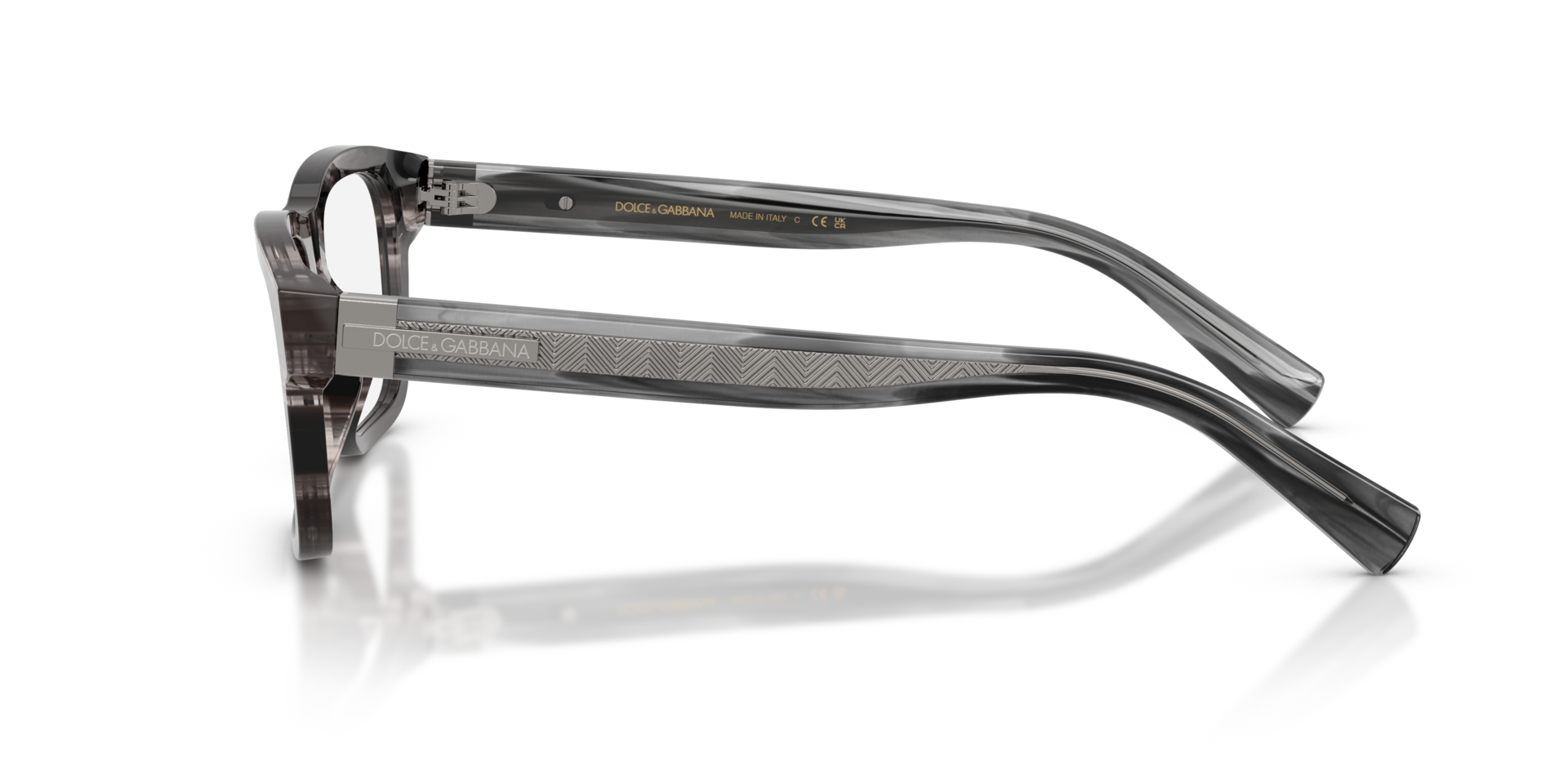 DG3446 Grau gestreift AcetatEyeglass Frames von B24, Seitenansicht