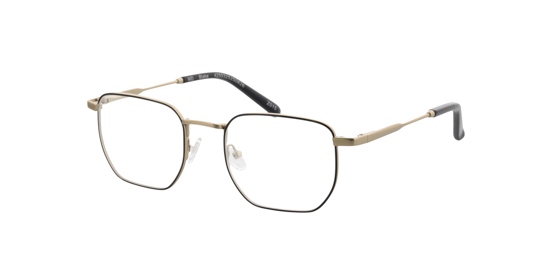 Blake Satin Gold  &  Black MetallEyeglass Frames von B24, Dreiviertelansicht