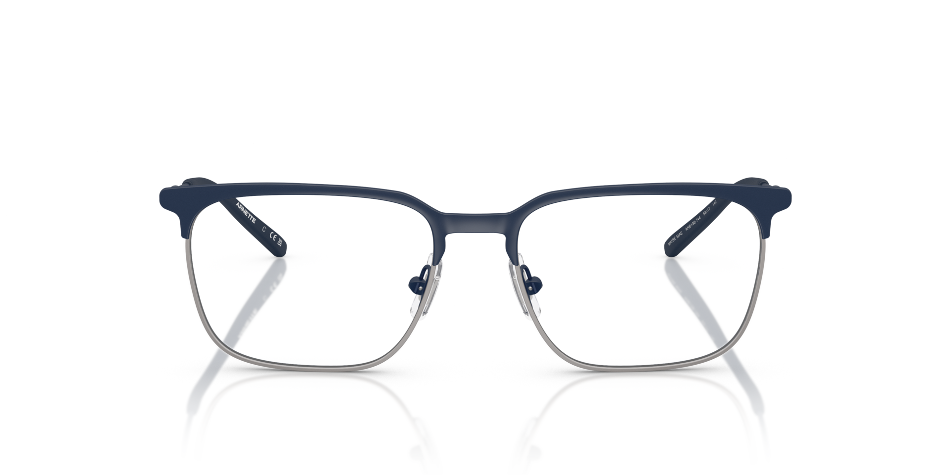 AN6136 Matte Dark Blue & Gunmetal MetaalEyeglass Frames van B24, Vooraanzicht