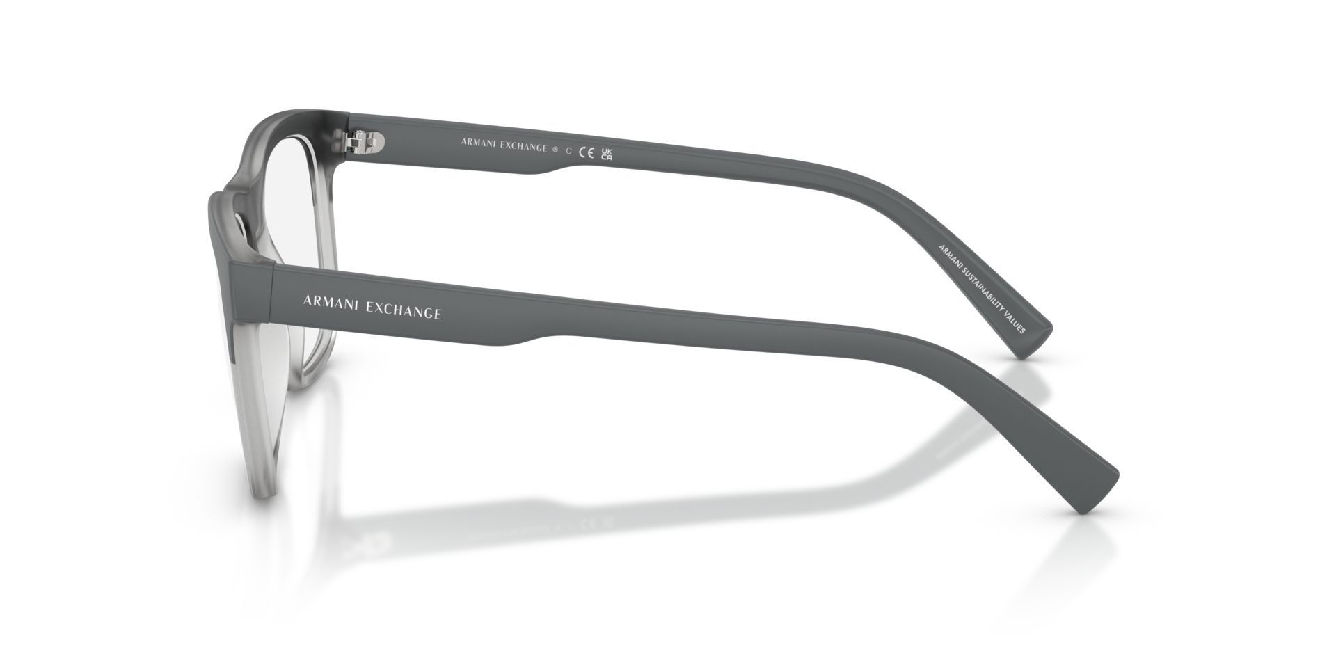 AX3050 Matte Grey & Transparent Grey KunststofEyeglass Frames van B24, Zijaanzicht