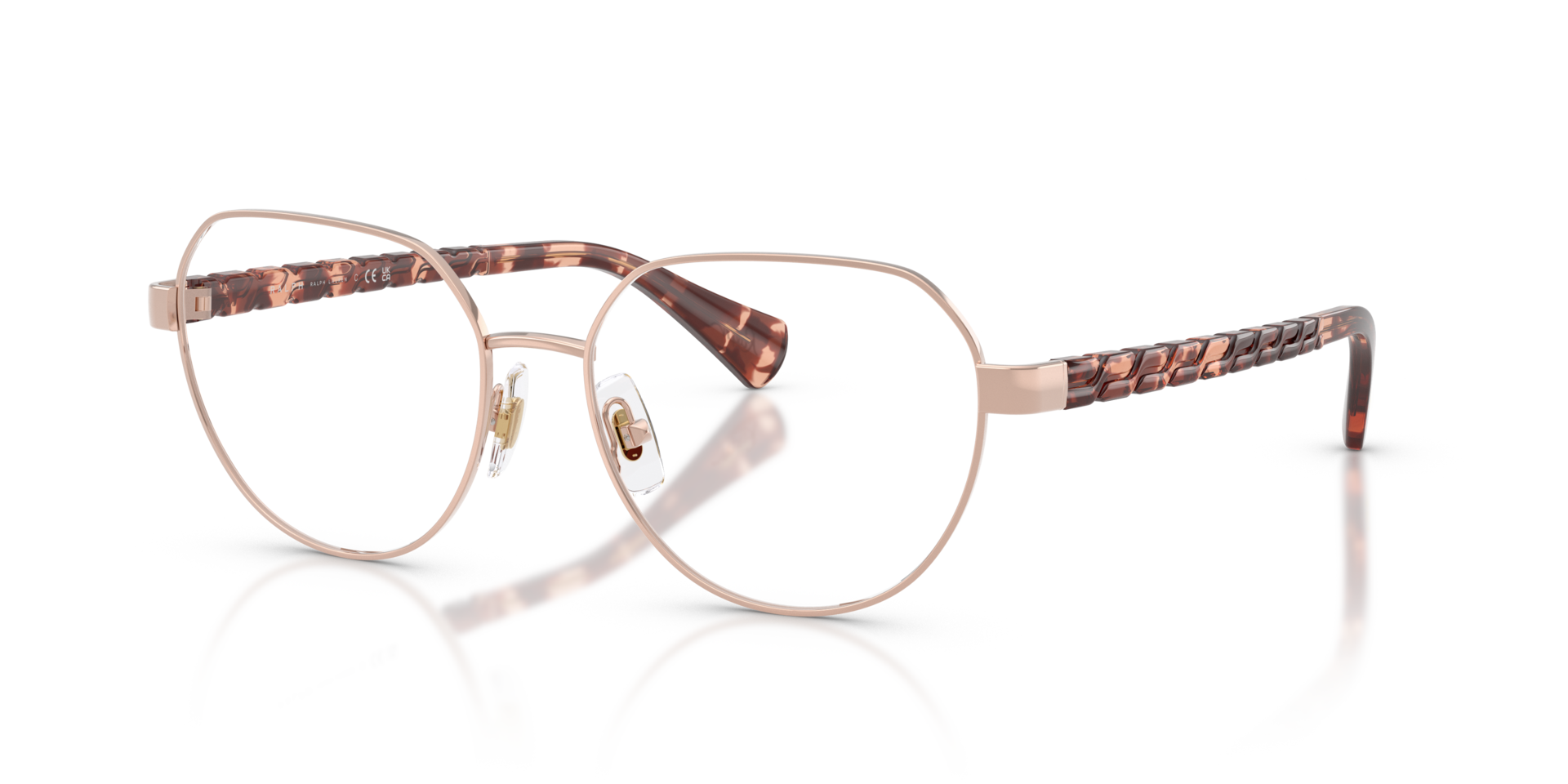 RA6065 Glänzendes Rose Gold MetallEyeglass Frames von B24, Dreiviertelansicht