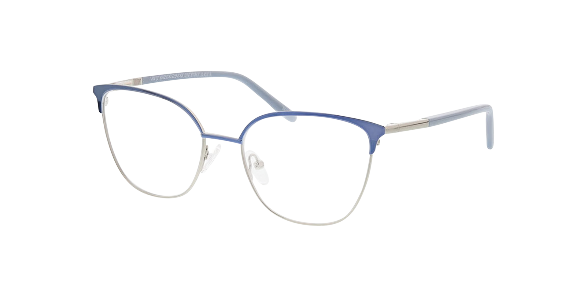 Emma Light Blue  &  Silver MetallEyeglass Frames von B24, Dreiviertelansicht