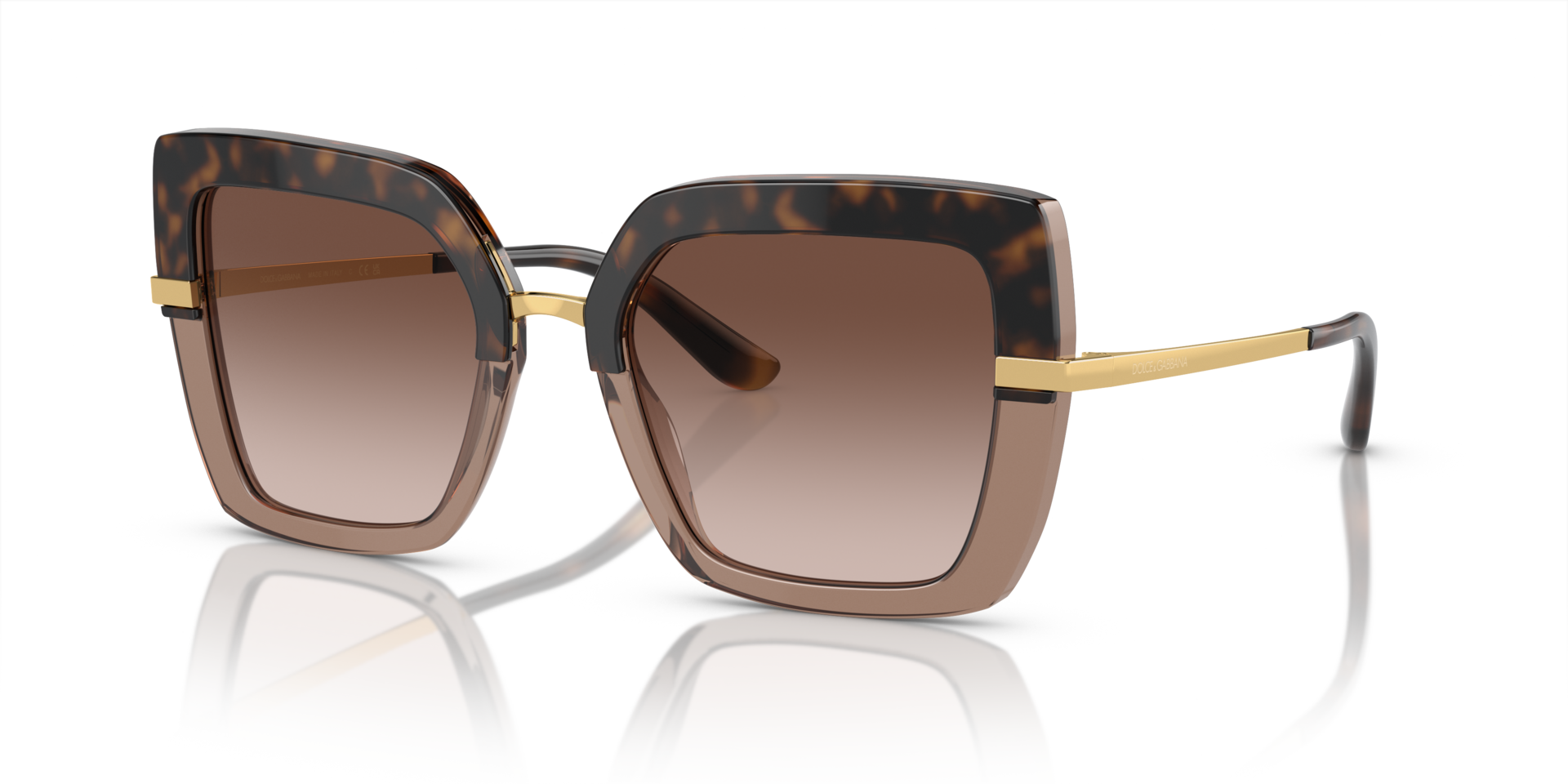 DG4373 Havana op transparant bruin AcetaatSunglass Frames van B24, Hoekweergave