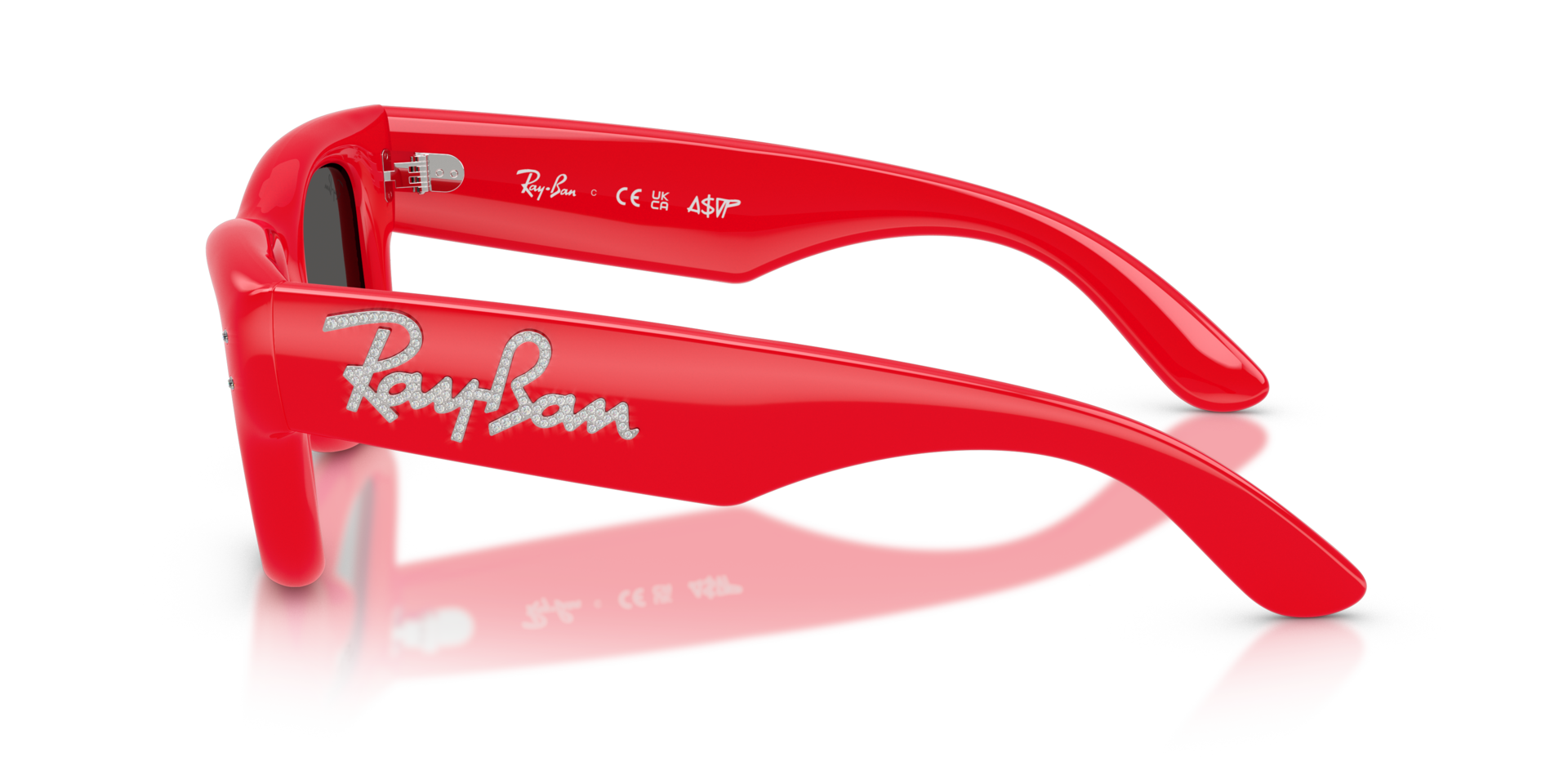 RB4940B Red & Strass KunststoffSunglass Frames von B24, Seitenansicht