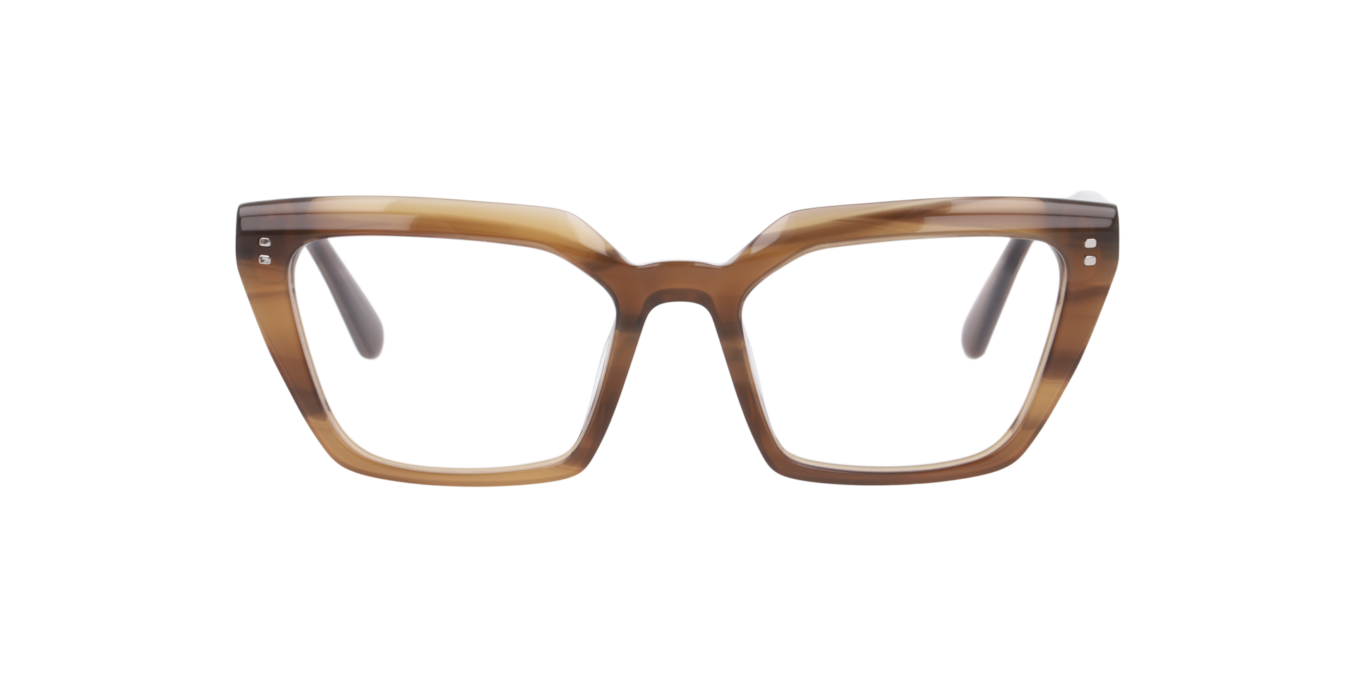 Victoria Brown Khaki Horn AcetaatEyeglass Frames van B24, Vooraanzicht