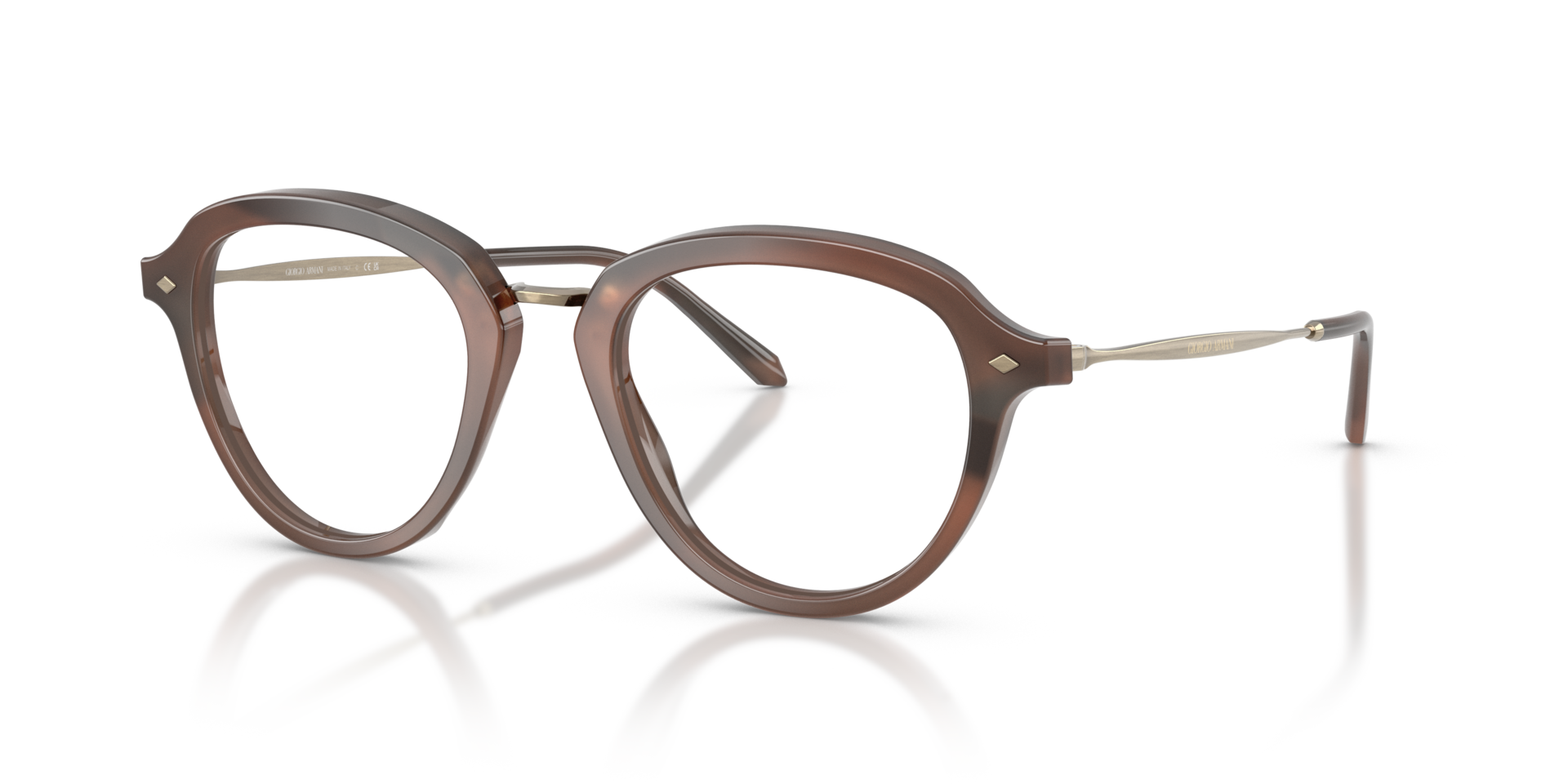 AR5174 Bruin Gestreept MetaalEyeglass Frames van B24, Hoekweergave