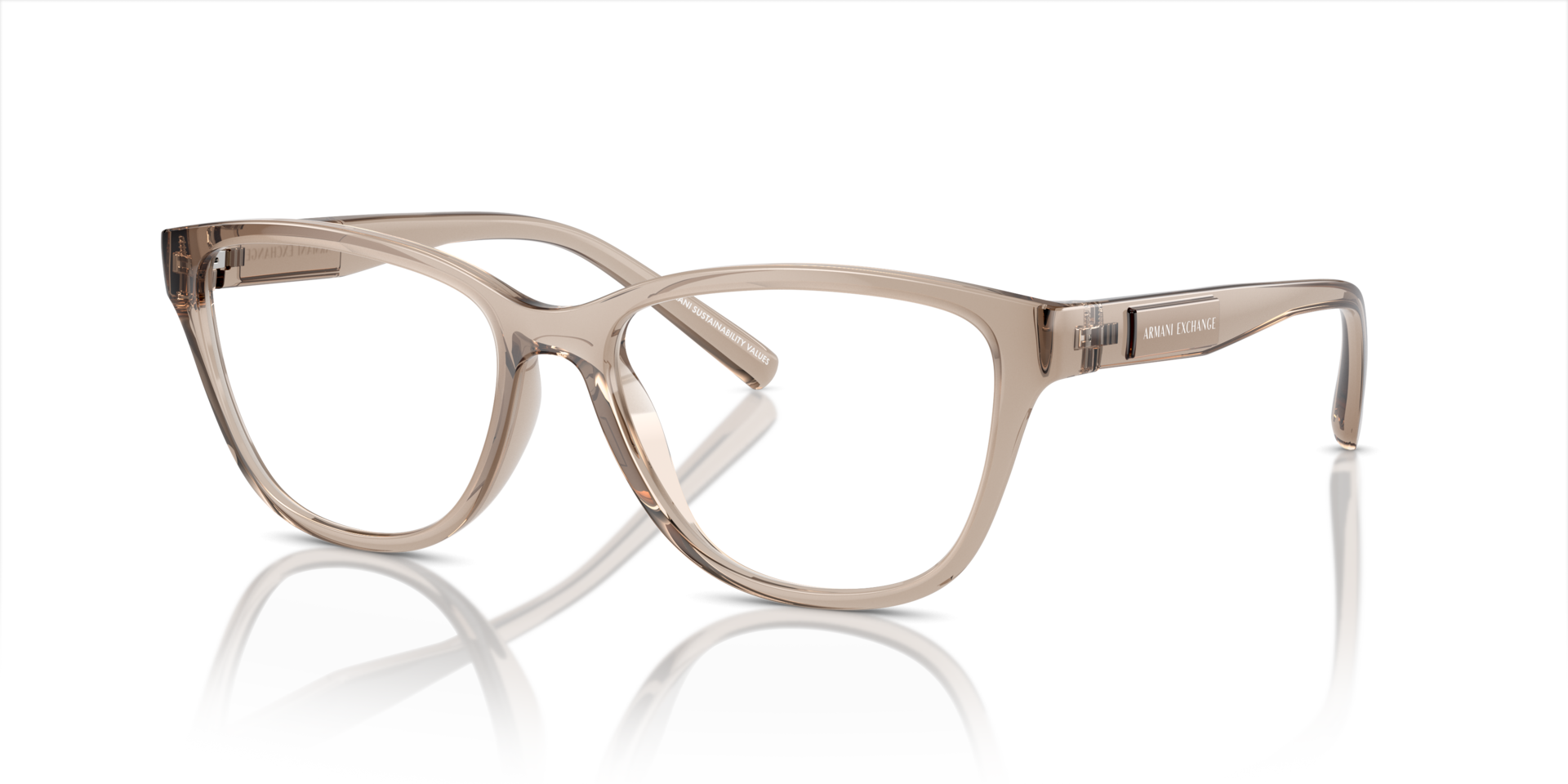 AX3111U Shiny Transparent Brown KunststoffEyeglass Frames von B24, Dreiviertelansicht