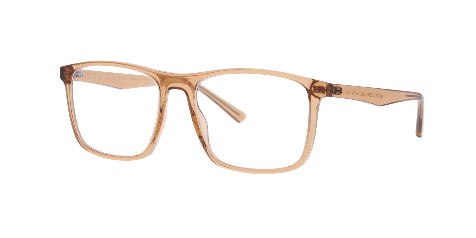 Sedra Crystal Hellbraun KunststoffEyeglass Frames von B24, Dreiviertelansicht