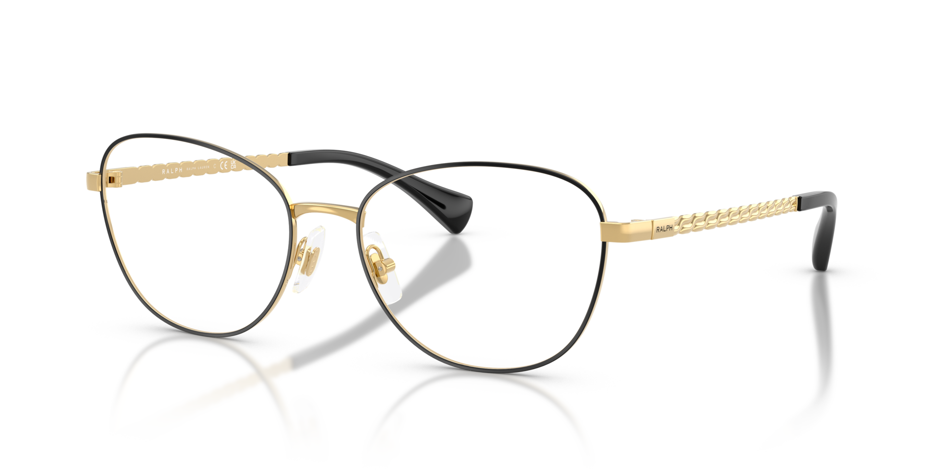 RA6063 Schwarz glänzend MetallEyeglass Frames von B24, Dreiviertelansicht