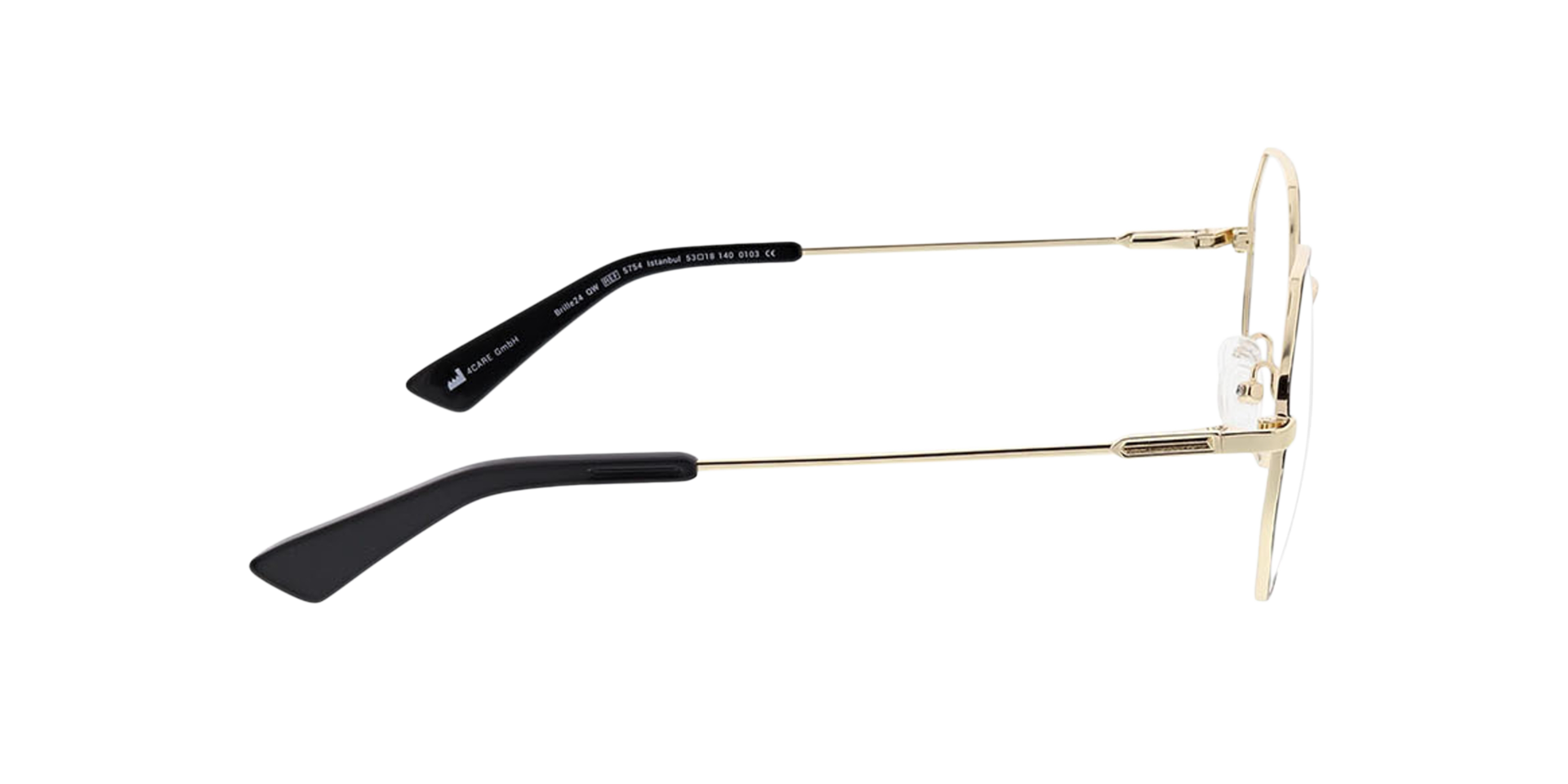 Istanbul Matt Black  &  Gold MetallEyeglass Frames von B24, Seitenansicht