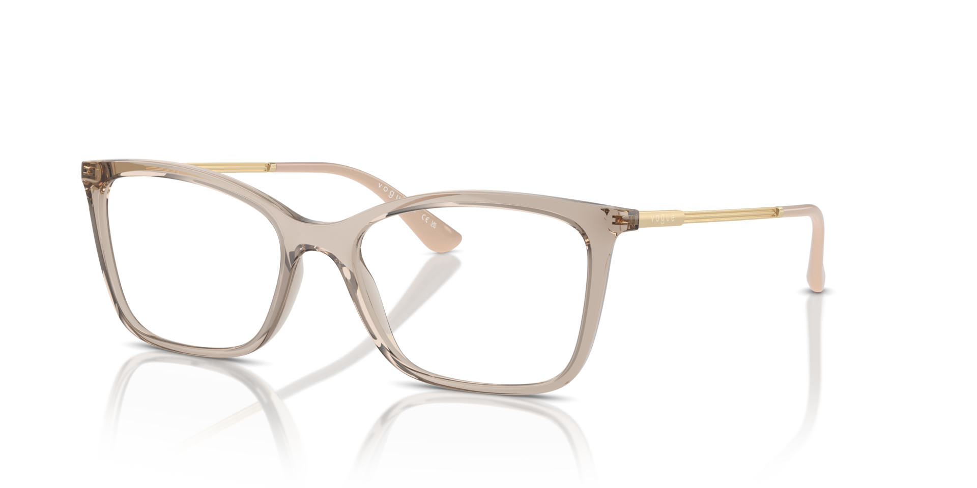 VO5563 Karamell transparent KunststoffEyeglass Frames von B24, Dreiviertelansicht
