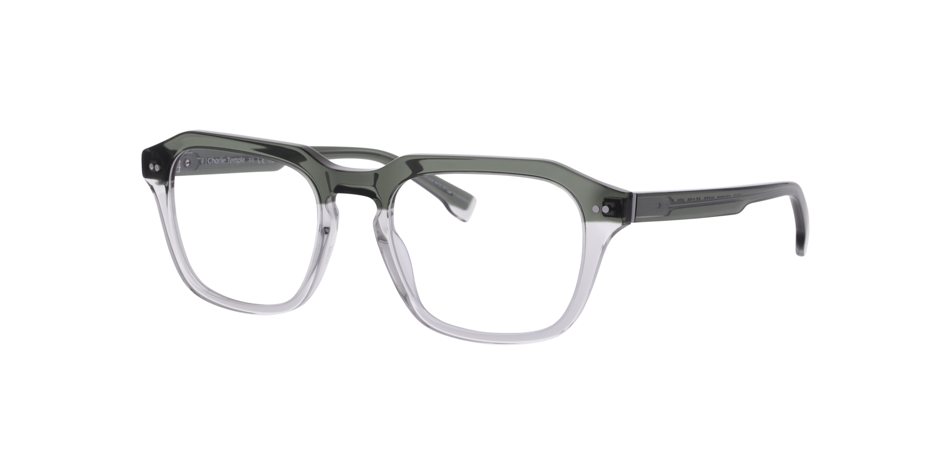 Mats Crystal Green On Crystal Khaki AcetatEyeglass Frames von B24, Dreiviertelansicht