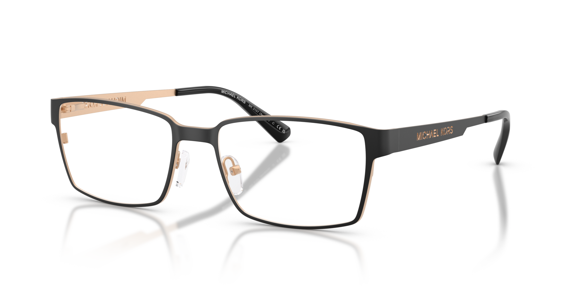 MK3107 Zwartmat MetaalEyeglass Frames van B24, Hoekweergave
