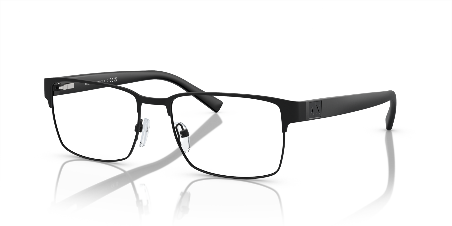 AX1019 Matt Schwarz MetallEyeglass Frames von B24, Dreiviertelansicht