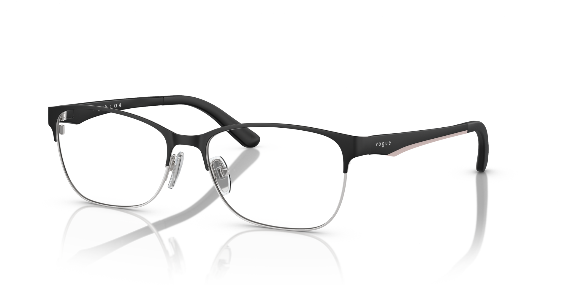 VO3940 Matzwart MetaalEyeglass Frames van B24, Hoekweergave