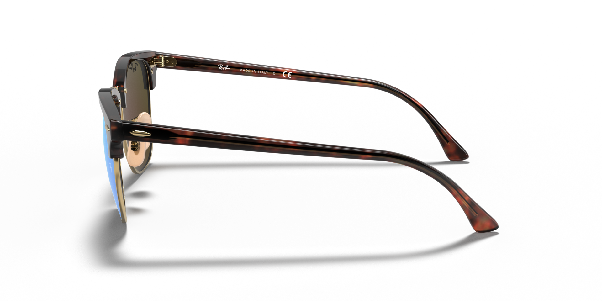 Clubmaster Flash Lenses Havana auf Gold AcetatSunglass Frames von B24, Seitenansicht