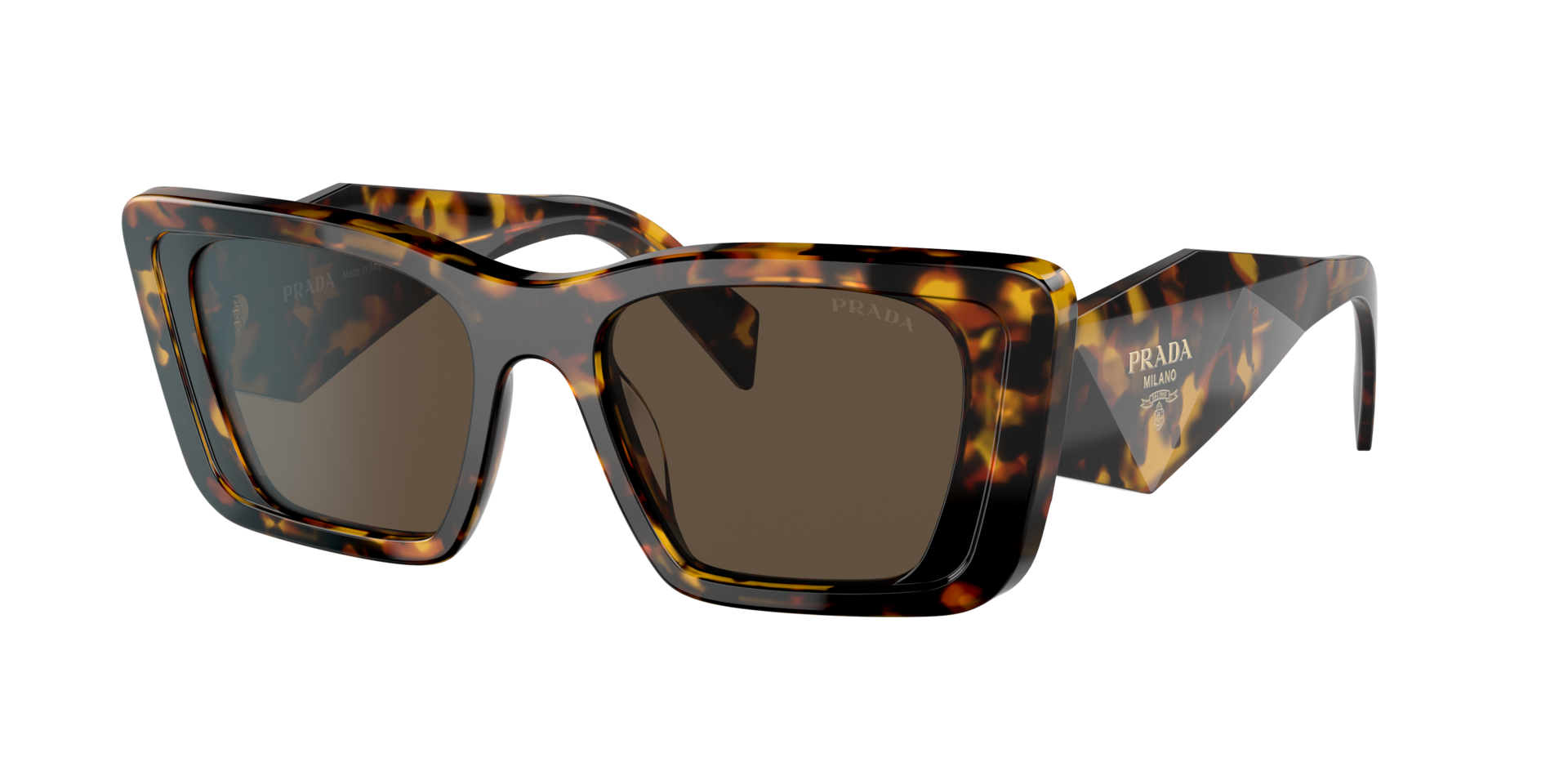 PR 08YS Havana honing AcetaatSunglass Frames van B24, Hoekweergave