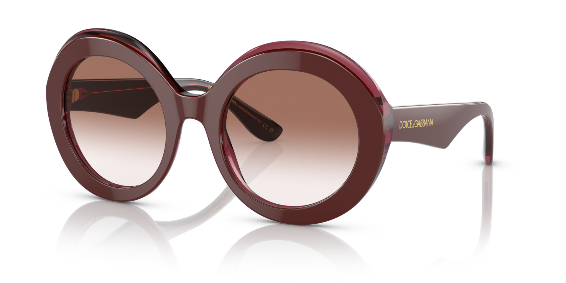 DG4418 Bordeaux & Bordeaux transparent AcetatSunglass Frames von B24, Dreiviertelansicht